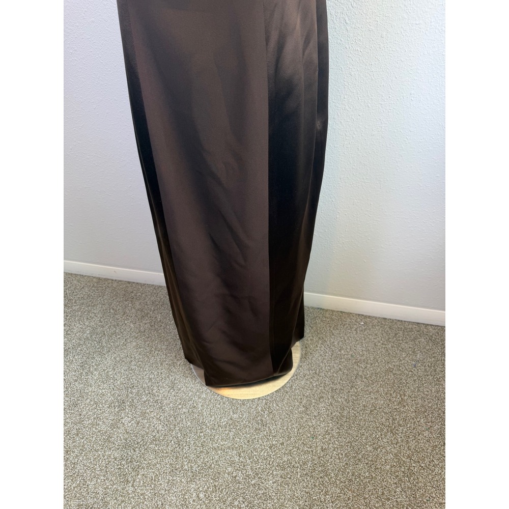 Rickie Freeman 100% Silk Brown Drape Sleeveless Gown Sz 8 Formal Cocktail Glam - Picture 4 of 9